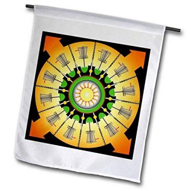Imagem de 3dRose fl_174247_2 Cestos de golfe ensolarados Frisbee Disc com putters e correntes bandeira de jardim, 45,7 x 68,5 cm