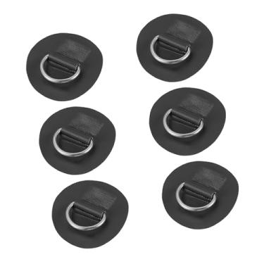 Imagem de A ABSOPRO 6 peças 6 cm preto D anel remendo PVC aço inoxidável forma redonda almofada de anel D para prancha de surf barco caiaque canoa deck substituição item