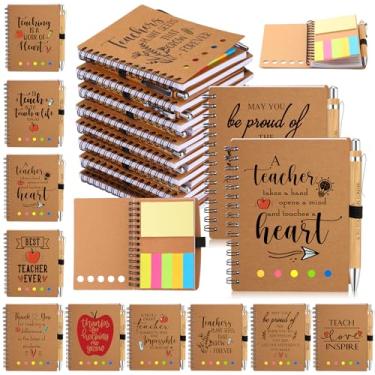 Imagem de Glenmal 20 conjuntos de presente de agradecimento de professores de Natal, presente de agradecimento, caderno espiral em massa, presente de fim de ano para professores de estudantes, diário inspirador com canetas de bambu para sala de aula