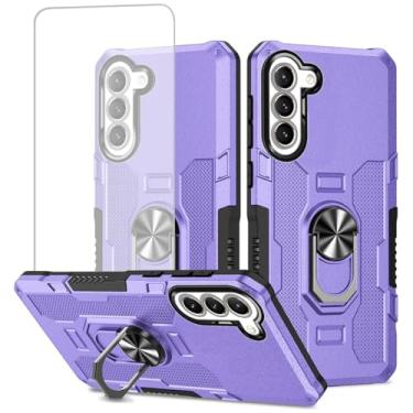 Imagem de Ueokeird Capa para Galaxy A16 5G, capa para Samsung A16 SM-A166B com protetor de tela de vidro temperado, proteção resistente com anel de metal suporte magnético capa de telefone para Samsung Galaxy