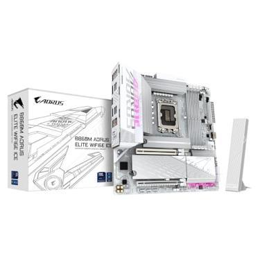 Imagem de GIGABYTE Placa mãe B860M AORUS Elite WIFI6E ICE Intel Core Ultra (Série 2) LGA 1851, mATX, DDR5, 3X M.2, PCIe 5.0, USB-C, WIFI6E, LAN 2,5GbE, EZ-Latch