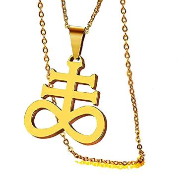 Imagem de COMTRUD Colar de cruz satânica Leviatã em aço inoxidável, joia religiosa para homens e mulheres