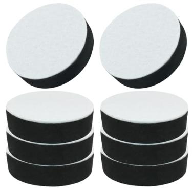Imagem de LifCratms 8 peças de elevação de cama redondas para móveis, suportes autoadesivos para mesas de sofá adicionam 1,27 cm de altura com almofada de feltro (preto, 6,5 cm de largura)
