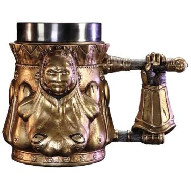 Imagem de Nemesis Now Tanque Dark Souls Smough de 15,5 cm, resina, ouro, mercadoria Dark Souls oficialmente licenciada, caneca de cerveja Dark Souls Trilogy, inserção de aço inoxidável, fundida na melhor