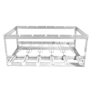 Imagem de Brasa Grill Suporte Inox Churrasqueira Alvenaria, 70x45 6 Espetos