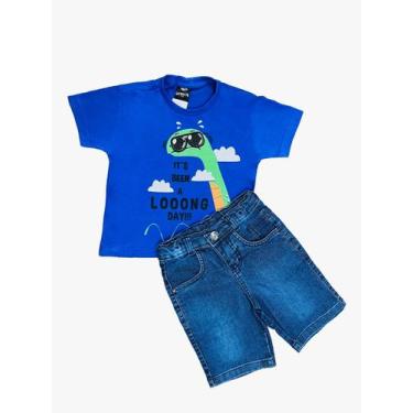 Imagem de Kit Bermuda Jeans Infantil + Camiseta Menino - Maximus, Kit 4, 4