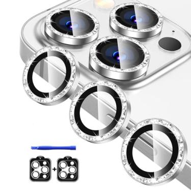 Imagem de KEKBOXQ Pacote com 3 x 2 protetores de lente de câmera para iPhone 15 Pro Max de 6,7 polegadas, protetor de tela de lente de vidro temperado para iPhone 15 Pro, anel individual de metal para 15 Promax