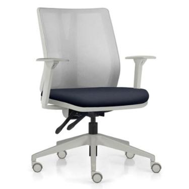 Imagem de Cadeira De Escritório Giratória Diretor Flow F02 Base Cinza Sintético Azul - Lyam Decor