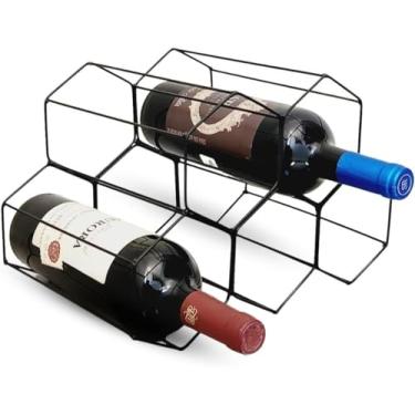 Imagem de Adega de Ferro para Vinhos, 5 Garrafas, Design Empilhável, Preta