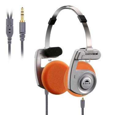 Imagem de okcsc Cabeçotes retrô clássicos, estilo retrô, plugue com fio MMCX, fones de ouvido intra-auriculares ultraleve/microfone bull-in/filme composto de classe de 40 mm, para viagem/moda/estudo/ouvir