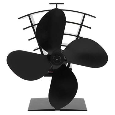 Imagem de Ventilador de lareira 4 pás alimentado a calor fogão ventilador distribuição de calor fogão a lenha ventilador de lareira para fogões de madeira a grânulos a gás