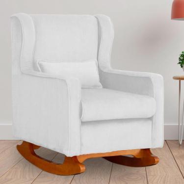 Imagem de Poltrona Amamentação Balanço Aurora Suede Branco - lm decor