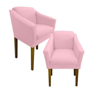 Imagem de Kit 2 Poltronas Para Recepção Clínica Psicologia e Psicanálise - Suede Rosa - Sv Decor