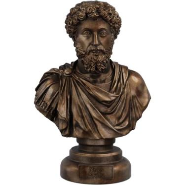 Imagem de Estátua Busto Marco Aurélio - Imperador Romano (Cor Cobre Antigo)
