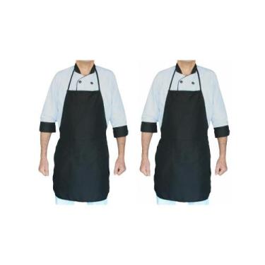 Imagem de Kit 2 Avental C/ Bolso Preto G Padaria Restaurante- Rspan, PRETO, G