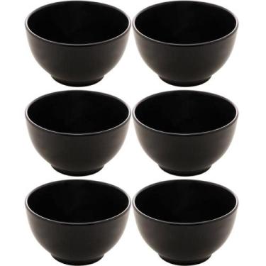 Imagem de 6 Tigelas de Cerâmica Pretas 680ml Bowls Sopas Restaurante Sushi Lyor