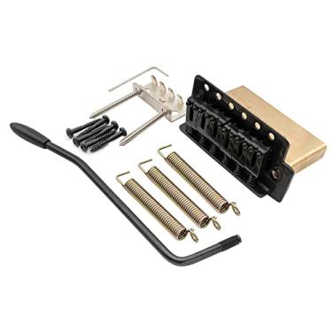 Imagem de Musiclily Pro 10,5mm Moderna Ponte Tremolo 6 Parafusos Bloco Latão Sólido 40mm para Guitarra Squier ST, Preta