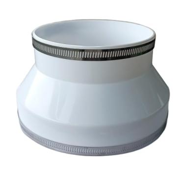 Imagem de Redutor de duto, adaptador de duto de PVC, redutor/aumentador de dutos de PVC de 20 a 15 cm para sistema de ventilação em linha com 2 braçadeiras de mangueira (20 a 15 cm)