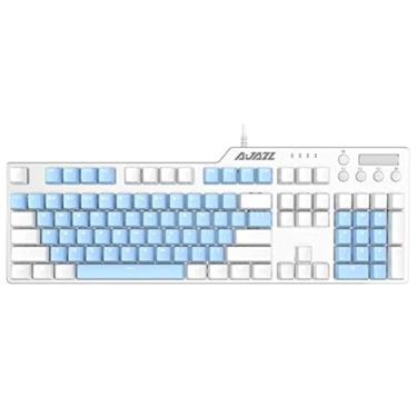 Imagem de FIRSTBLOOD ONLY GAME. AK35I Teclado mecânico para jogos com fio – Teclas PBT – Interruptores marrons – Branco-Azul – Branco Retroiluminado – Rolo de teclas multimídia – Branco