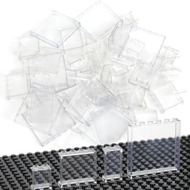 Imagem de Clear Transparent Flat Plates Bricks, 60pcs Classic Pieces and Parts Panel, Window Bulk Building Blocks Accessories (Transparent Mixed)
