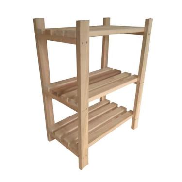 Imagem de Estante Modular 3 Prateleiras Madeira Maciça 65x50x29 cm Sem Pintura N