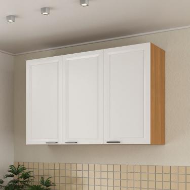 Imagem de Armário Aéreo Triplo 120cm Soho Cabecasa Madeiramadeira Freijó/branco