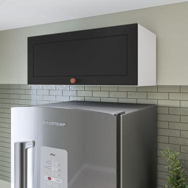 Imagem de Armário Aéreo 1 Porta Basculante Pérola Yescasa Branco / Preto