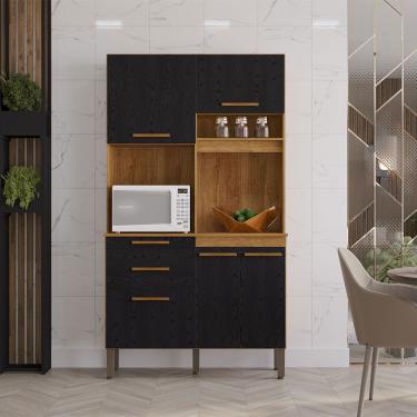 Imagem de Armário De Cozinha Dubai 5 Portas Compacto Salleto Cinamomo Com Preto