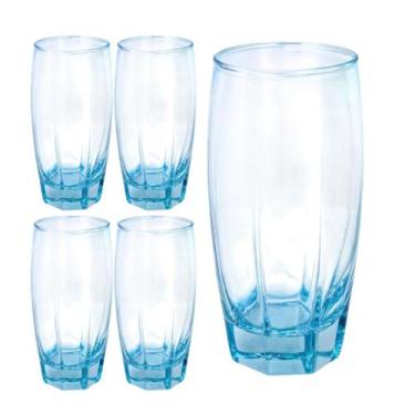 Imagem de Kit 4 Copos Vidro 370ml Florence Luxo Azul - Praticasa