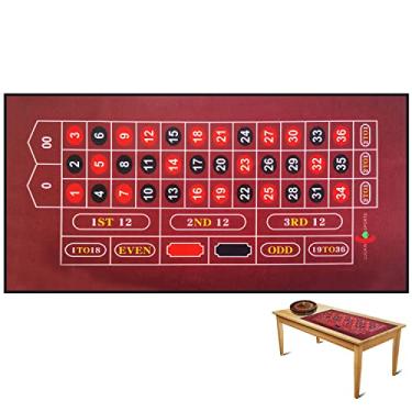 Imagem de Luckin Sports Mesa Profissional De Roleta E Dados Cassino Com 72 X 36 Polegadas, Layout Feltro, Para Até 10 Jogadores. 100% Tecido, À Prova D'Água, Resistente A Manchas, Lavável Passável. (Vermelho