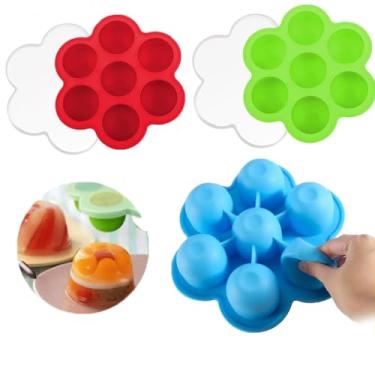 Imagem de HAISENGO 3 Peças De Moldes Silicone Para Ovos, Acessórios Panelas Instantâneas, Recipiente Armazenamento Reutilizável, Adequado Panela Pressão 5, 6 E 8 Qt, Bandeja Congelador Alimentos Com Tampa