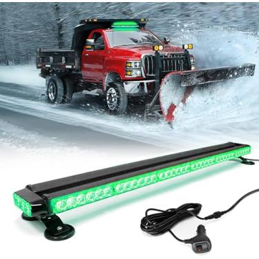 Imagem de FOXCID Barra De Luz Estroboscópica Emergência 38'' Com 80 Leds Para Teto, Segurança Aviso Perigo Lateral Duplo Magnético Veículos Reboque, Carros Bombeiro, Caminhões, No Trânsito, Verde