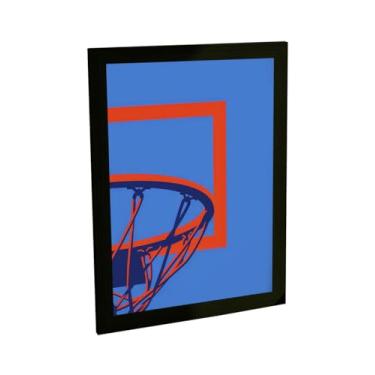 Imagem de Quadro Decorativo Basquete Ilustração Cesta Retro Decoração Poster Quarto Sala
