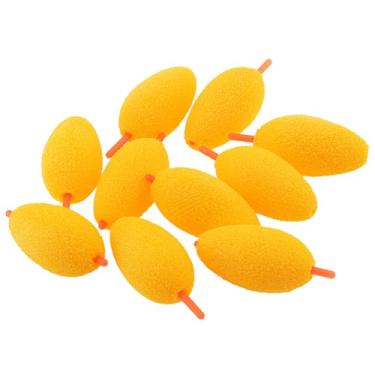 Imagem de OriGlam Boias de pesca com 10 peças, boias amarelas para pesca de espuma vinílica acetinada, boias amarelas para peixe-peixe de peixe tipo peixe para plataforma Santee, peixe-gato, água doce e salgada