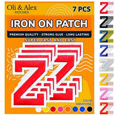 Imagem de Oli and Alex Iron On Letters 6 cm - 7 peças de Z Red Patches Letras para Roupas - Super Cola - Sem necessidade de costura - Alfabeto Bordado Futebol Equipe Escola Universidade - Vermelho, Z