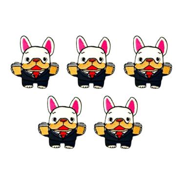 Imagem de TH88 Conjunto de 5 peças Mini Bulldog Francês Filhote de Cachorro Remendos Bonito Logotipo de Desenho Animado 7 Patches Costura Ferro em Aplique Bordado Emblema Sinal Remendo Roupas DIY Fantasia