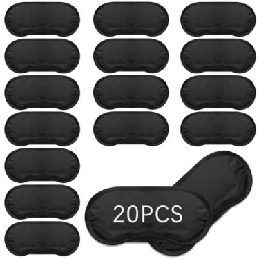 Imagem de 20 máscaras de olhos para dormir, vendas, para jogos de festa com almofada de nariz e alça ajustável para mulheres e homens, 4 camadas, preto, dobra cega, máscara de dormir para jogo de construção de