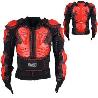 Imagem de WEWAYSTEP Jaqueta protetora de motocicleta, armadura de corpo inteiro, proteção da coluna do peito, equipamento de bicicleta suja para homens motocross MTB Racing, Vermelho, 4G
