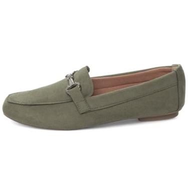 Imagem de EMILY ONLINE, Sapato Mocassim Feminino Camurça Bico Fino Confortável Casual Elegante com Bridão (Verde, BR, Adulto, Numérico, 35)