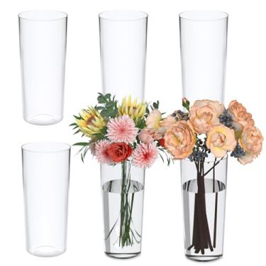 Imagem de Xeabia Vaso de flores de acrílico transparente, vaso de mesa de plástico alto para centros de mesa, 6 pacotes