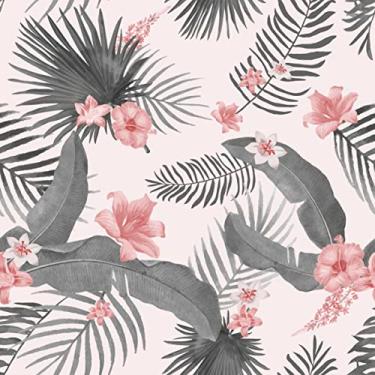 Imagem de Papel De Parede Adesivo Floral Tropical Rosa 12m