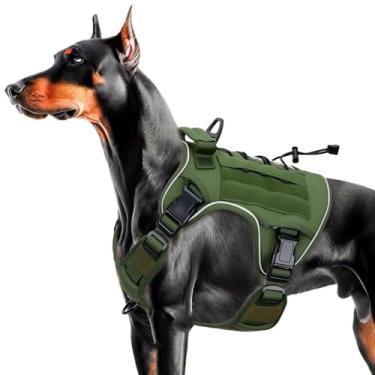 Imagem de Peitoral tático resistente para cães grandes, colete refletivo ajustável sem puxão com sistema Molle, controle de nível militar K9 para treinamento de serviço, atividades ao ar livre e mais de 10