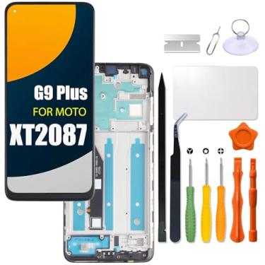 Imagem de Substituição para tela LCD Motorola Moto G9 Plus com moldura XT2087-1 Tela LCD sensível ao toque painel digitalizador conjunto com kit de reparo