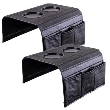 Imagem de Kit Combo 2 Bandeja Esteira Sofá Porta Copos E Controles(2 Preta)