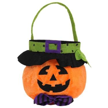 Imagem de hhdatc Baldes de doces de Halloween com alça para lembrancinhas de festa de Halloween Tot Pumpkin Candy Bag Bolsa transversal