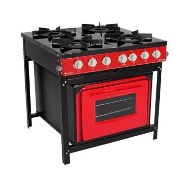 Imagem de Fogão Profissional 4 Bocas Venâncio Linha Bravo Vermelho Intenso com F