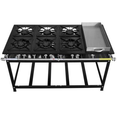 Imagem de Fogão Super 40 Kenok 6 Bocas 3 Simples com Banho Maria Baixa Pressão F