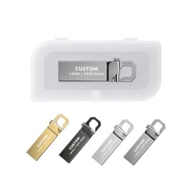 Imagem de Pen drive USB personalizado, pacote com 100 unidades de polegar personalizadas USB 2.0, pen drive com gancho, ideal para negócios, educação, corporações, fotografia e estúdios de música (4 GB, com