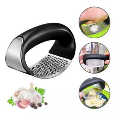 Imagem de Amassador De Alho Inox Triturador Amassador De Alho Manual Espremedor 