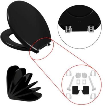 Imagem de Assento Vaso Almofadado Preto + Conjunto Fixação Preto - Astra